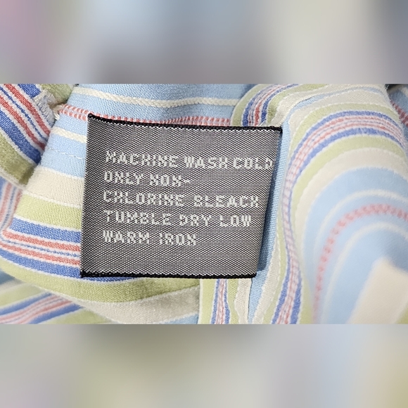 VINTAGE Talbota Mens Casual Button Up Men's Short Sleeve Shirt XL Striped - Picture 10 of 11